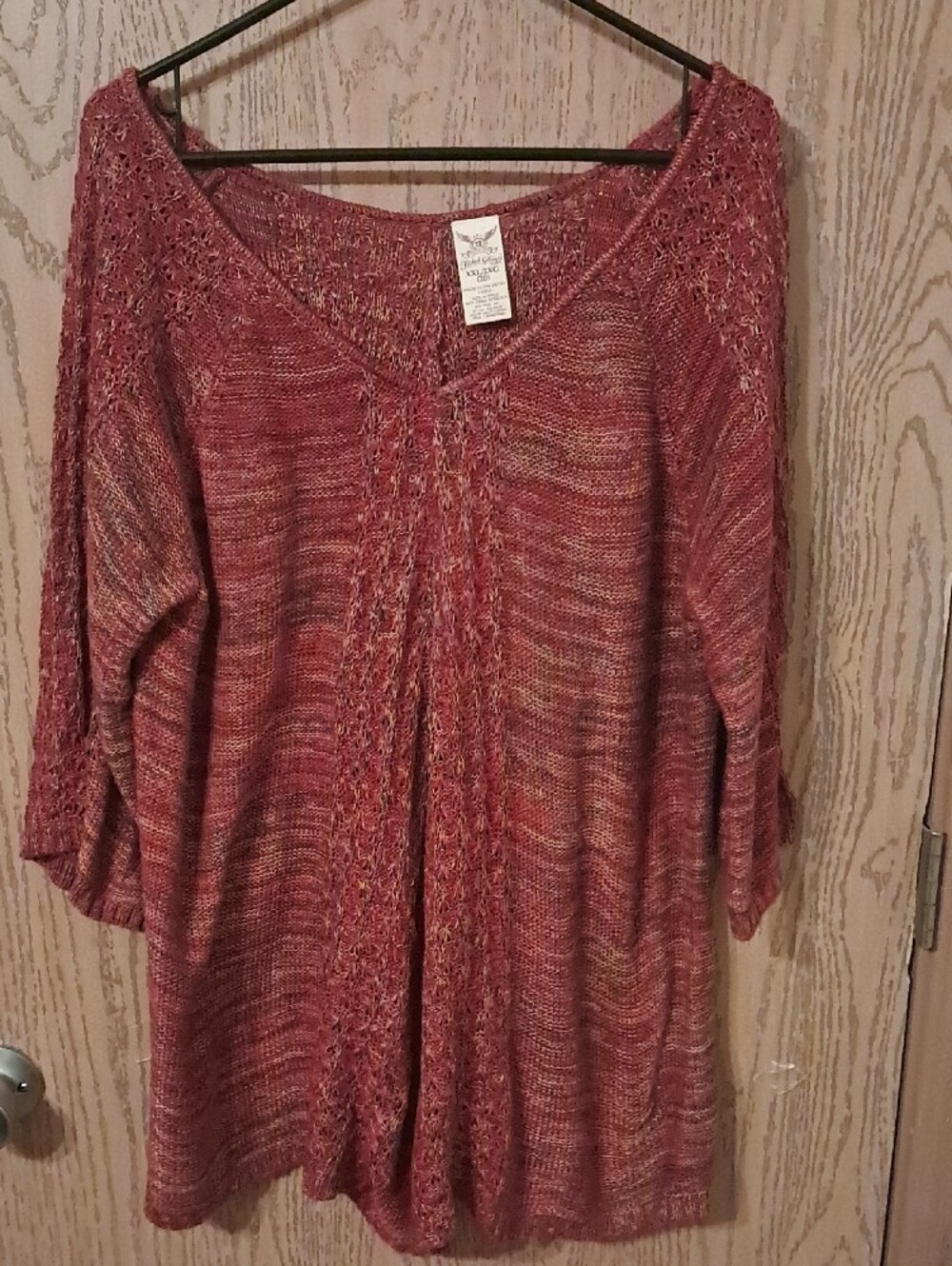 Faded Glory Marled Rust V-Neck Knit Tunic - Picture 2 of 7